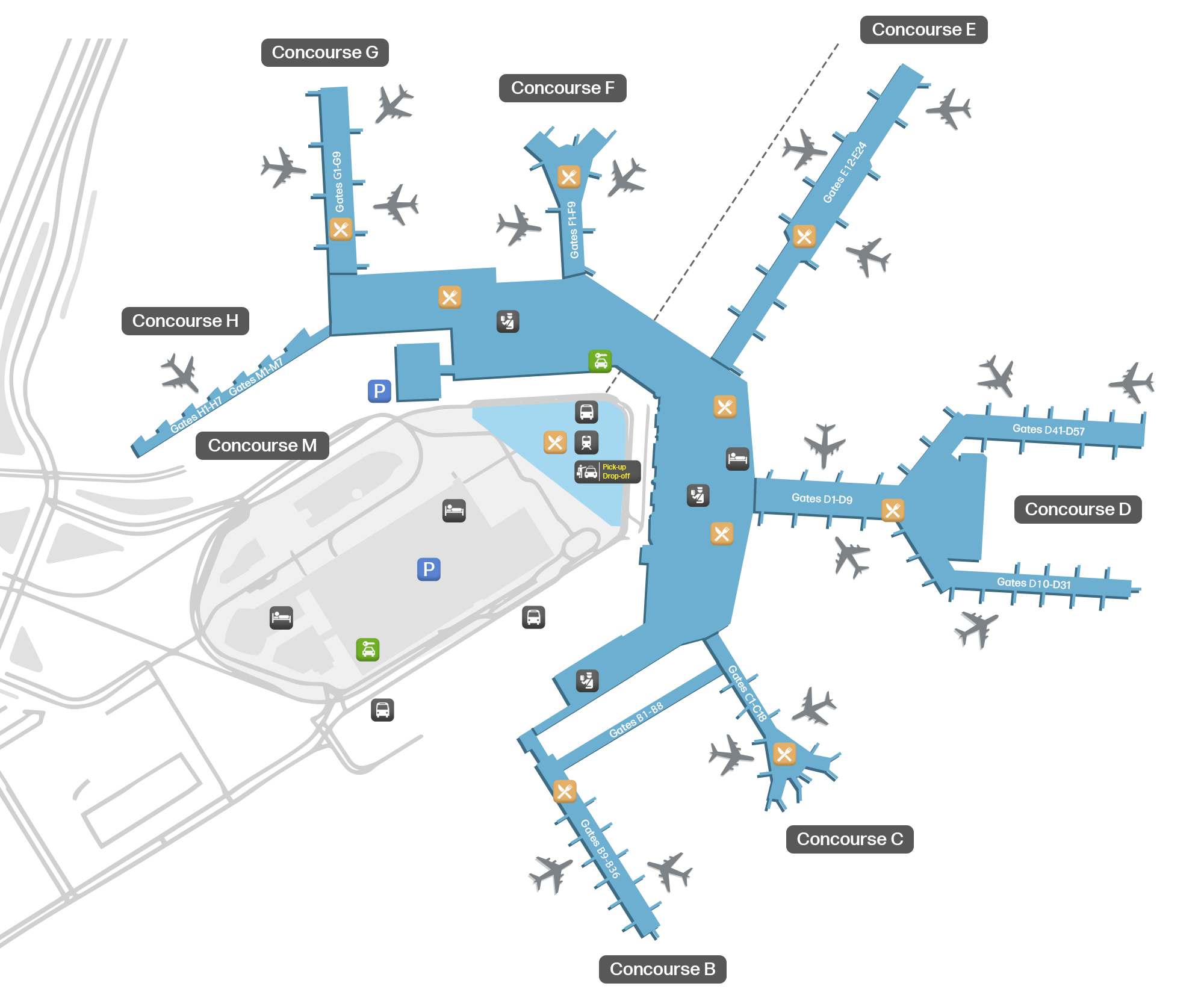 Amsterdam Schiphol Airport AMS Terminal Map Airportmaps