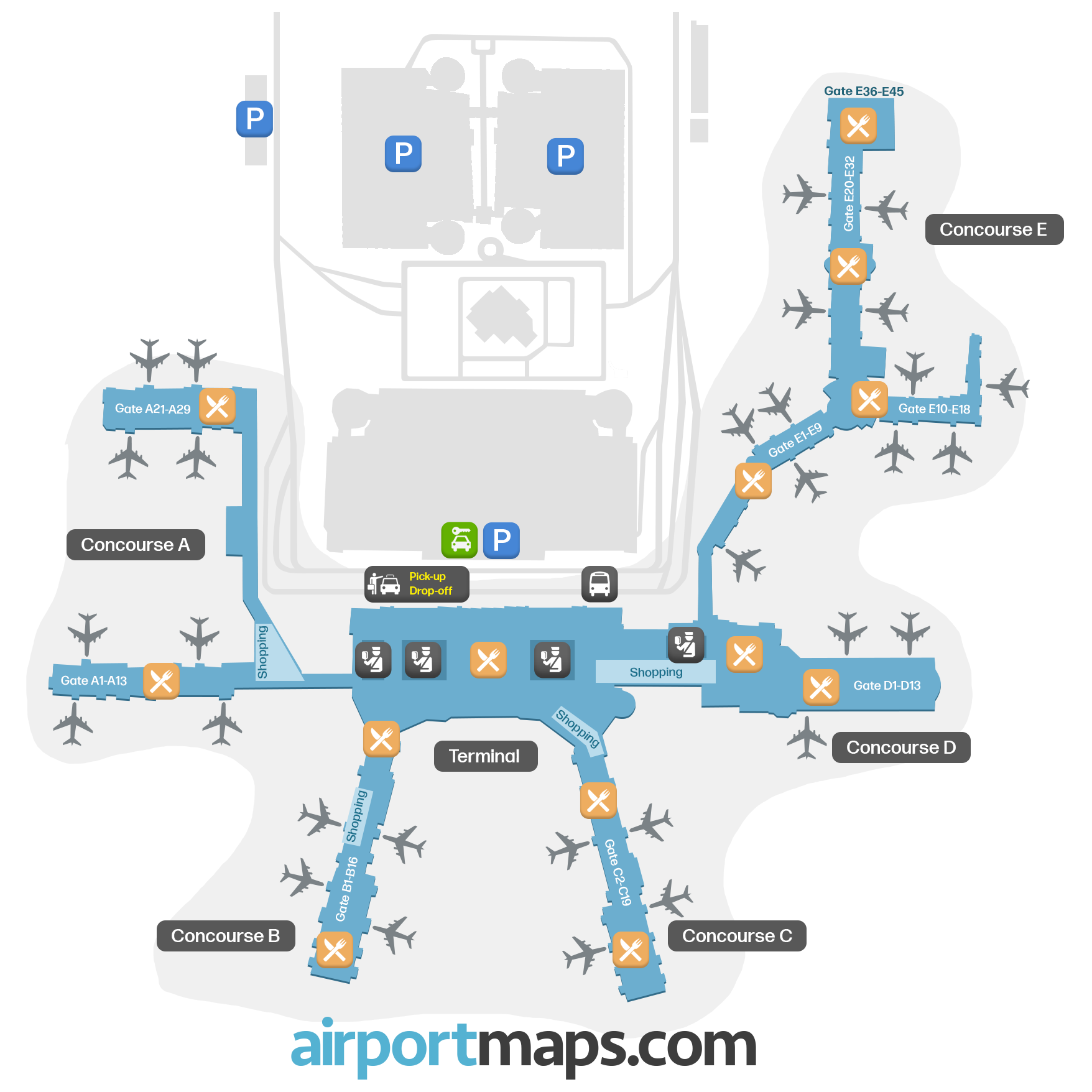 Charlotte Douglas International Airport, United States map
