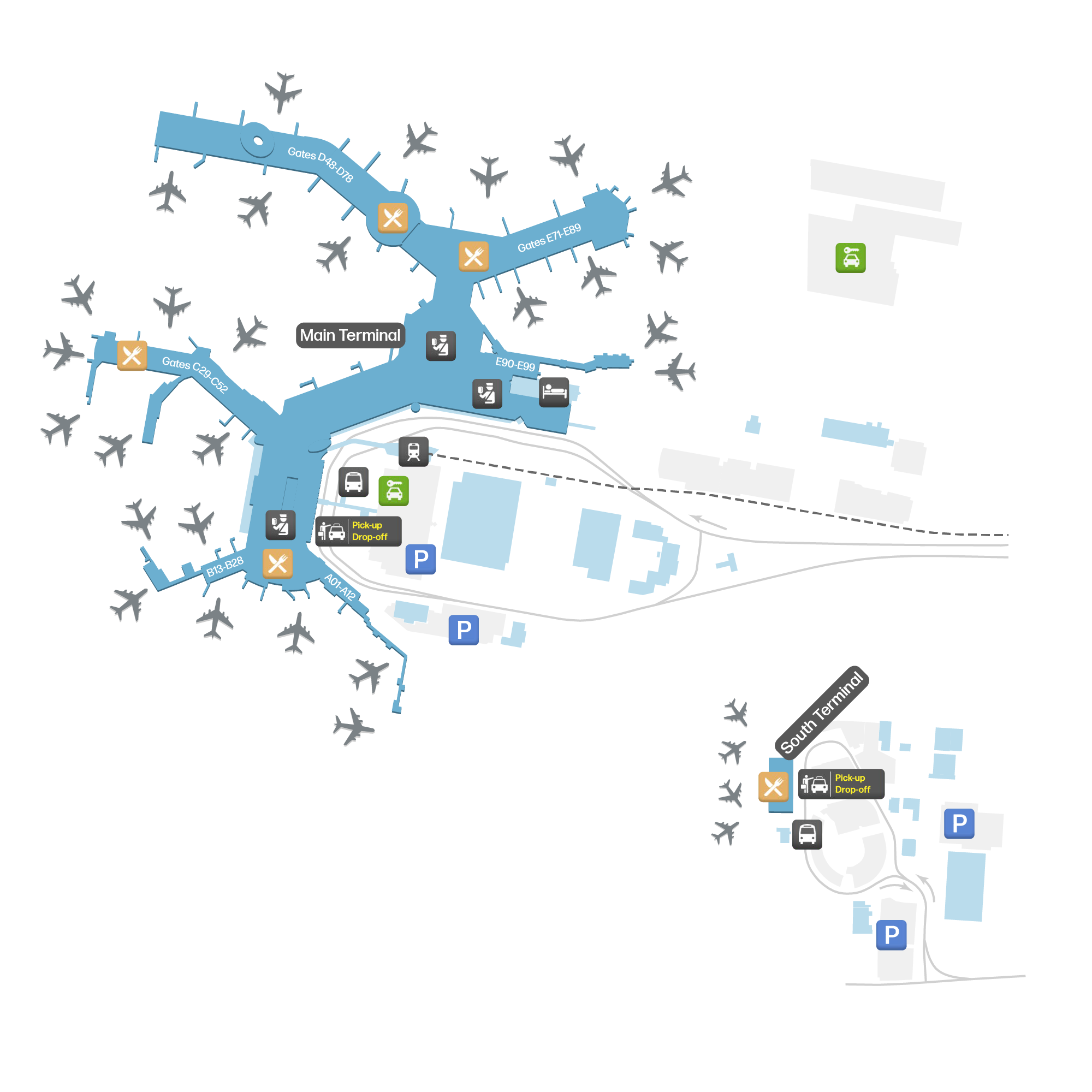 Vancouver International Airport YVR Terminals Map Airportmaps