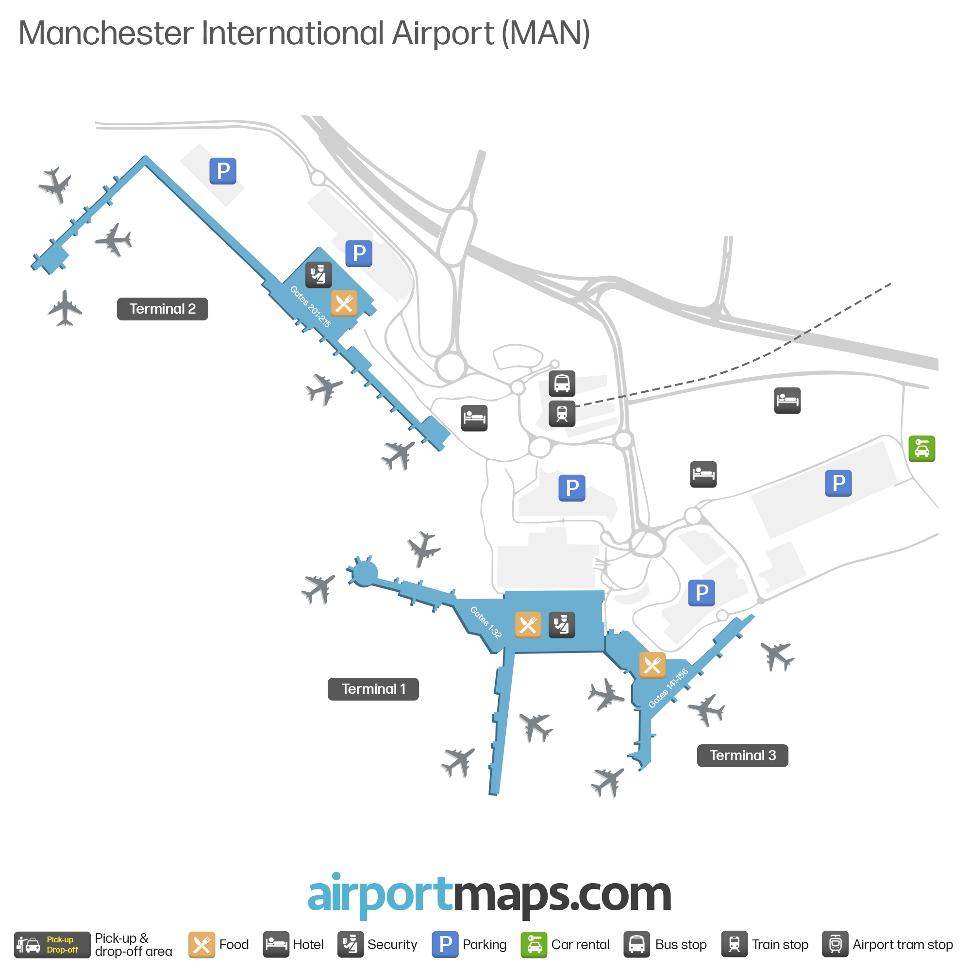 Manchester Airport MAN Terminal Map Airportmaps