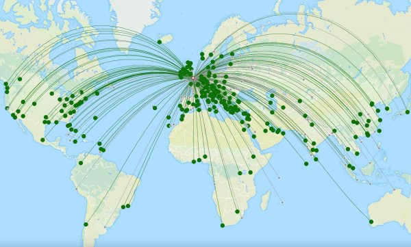 Heathrow destination map