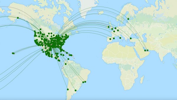 dallas fort worth international airport destination map