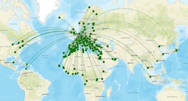Brussels Airport destination map