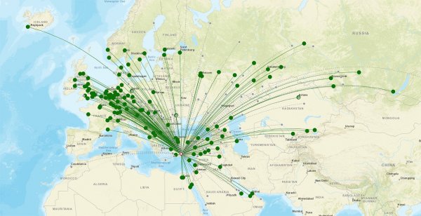 Antalya Airport destination map
