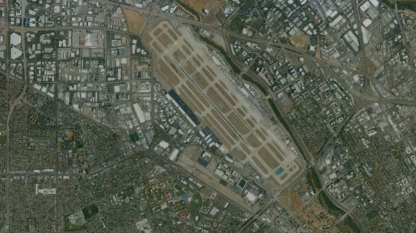 Satellite view of San Jose International Airport