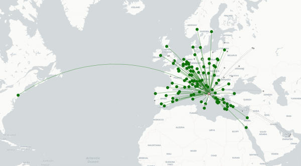 Bari Airport destination map