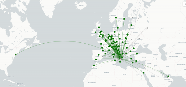 Catania Airport destination map