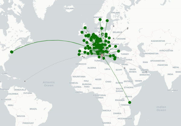 Palermo Airport destination map