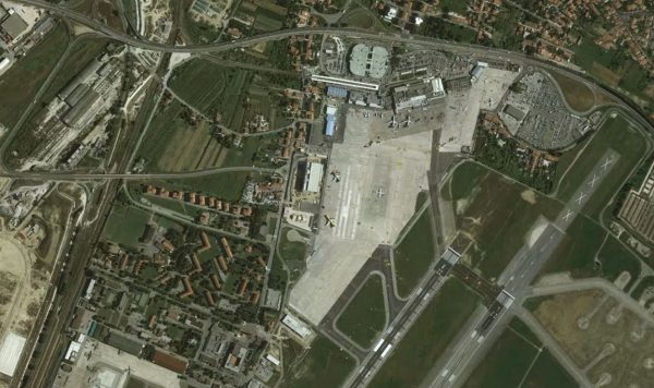 Satellite view of Pisa Airport