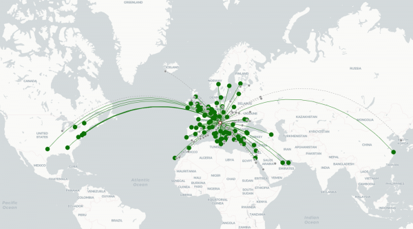 Venice Airport destination map