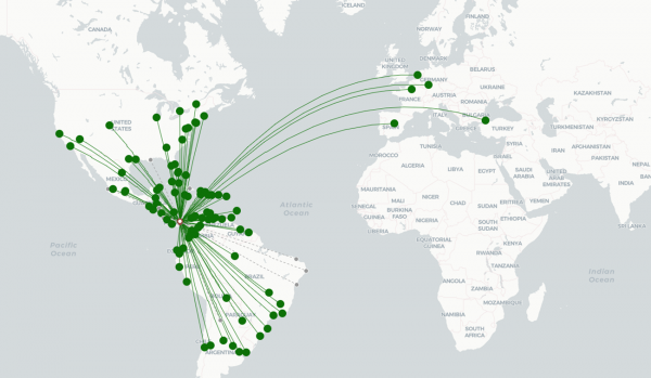 Panama City Airport destination map