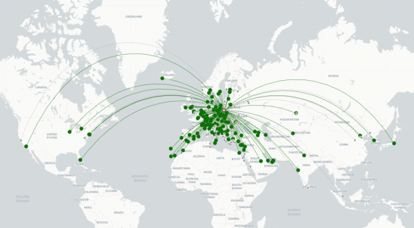 Warsaw Chopin Airport destination map