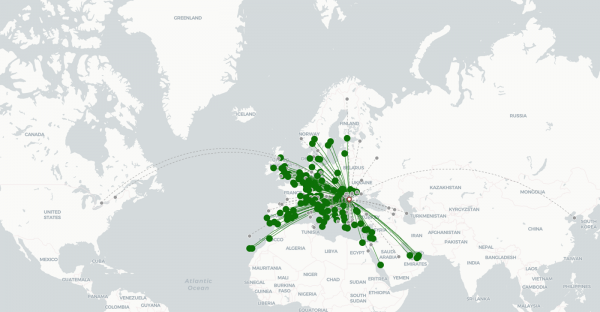 Henri Coanda Airport destination map