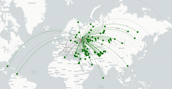 Vnukovo Airport destination map