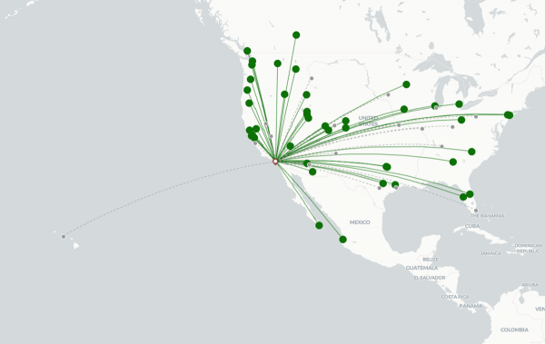 John Wayne Airport destination map