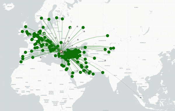 Istanbul Airport destination map