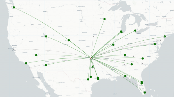 Oklahoma City Airport destination map
