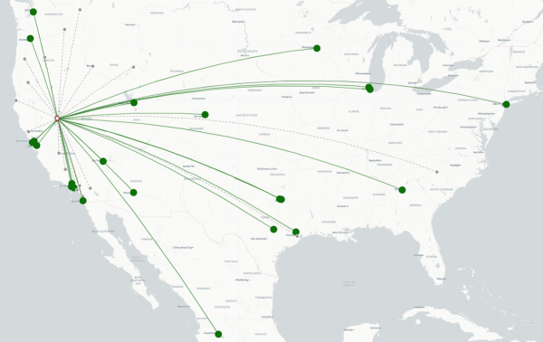 Reno Tahoe Airport destination map